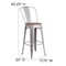 Merrick Lane Dothan Metal Dining Stool with Curved Slatted Back and Textured Wood Seat